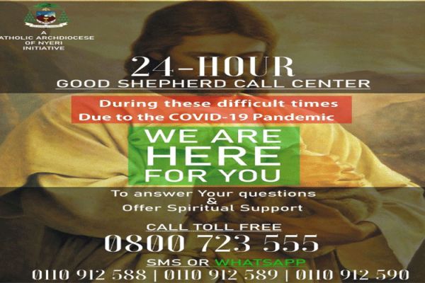 Poster for Hope4U and Good Shepherd Call Center initiatives by Kenya's Archdiocese of Nyeri in partnership with the Diocese of Kitui. / Archdiocese of Nyeri